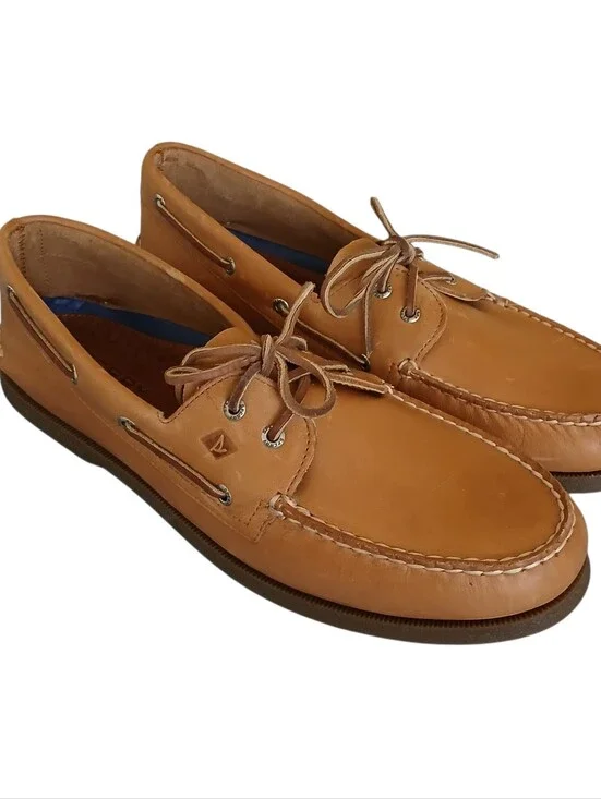NWOB SPERRY Authentic Original 2 Eye Leather Boat Shoes Men's 15 Tan Topsider