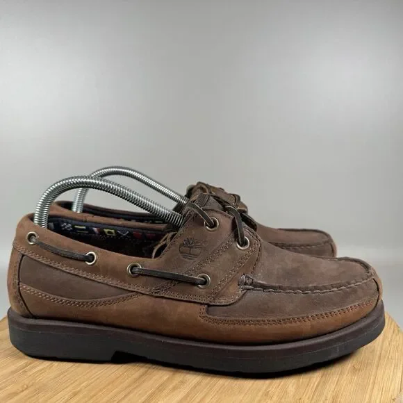 S Timberland Men's‎ Sz 8.5 M BROWN Loafers Boat Slip On Shoes