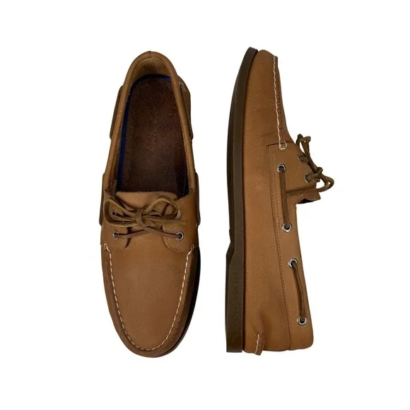 Sperry Authentic Original Boat Shoes Mens 13 Wide Sahara Brown Leather 2 Eye