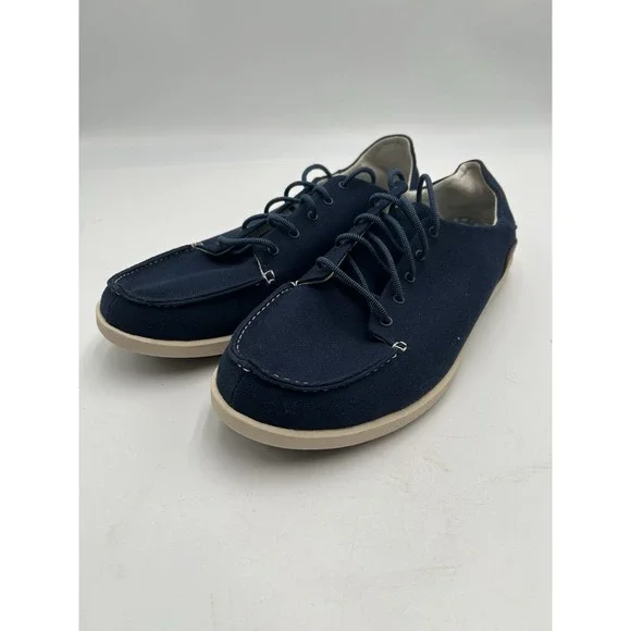 OluKai Manoa Shoes Mens Sz 13 Blue Lace Up Moccasin Boat Deck Canvas Sneaker