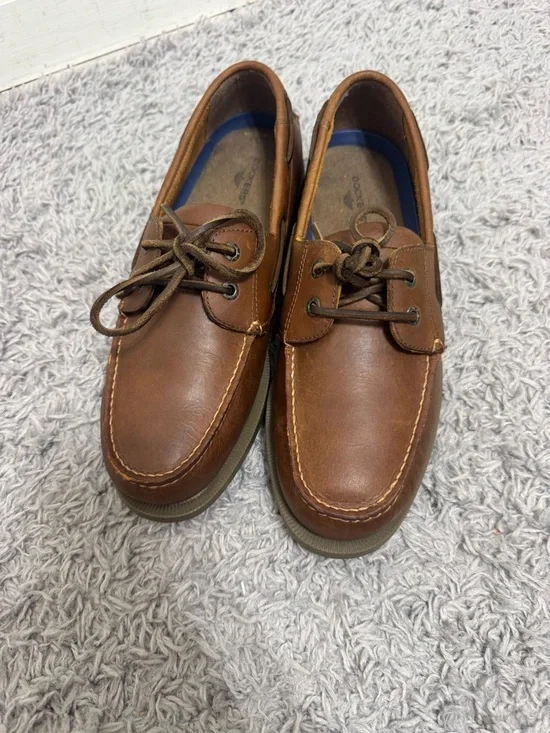 Dockers Men's Tan Brown Leather Moc Toe Boat Shoes