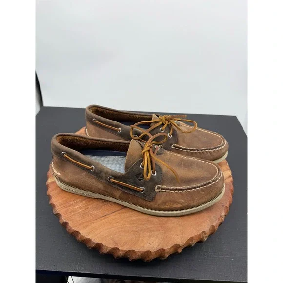 Sperry Authentic Original Boat Shoe Mens 10 Brown Leather STS21722 2-Eye Loafer