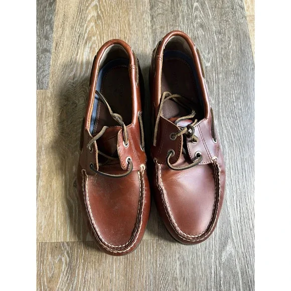 Dockers Mens Brown Leather Boat‎ Shoes Classic Nautical Moc Toe Loafers