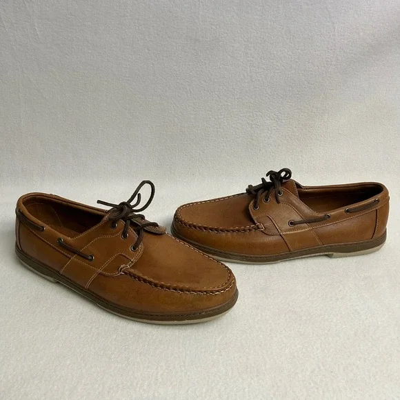 Allen Edmonds Eastport Nautical Coastal Mens 14 D Tan Leather Boat Shoes