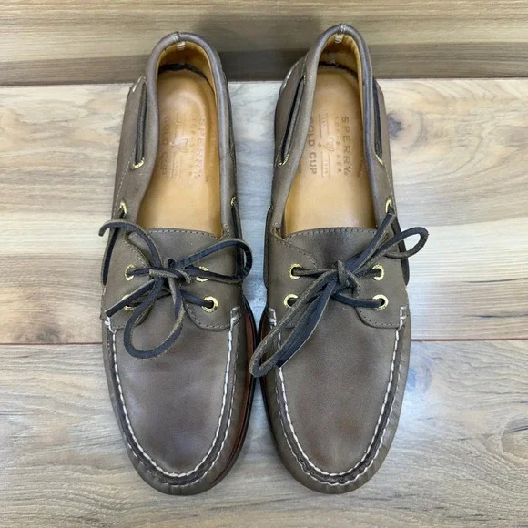Sperry Gold Cup Boat Dock Loafers Mens 11 M Brown Leather Beach Travel Resort