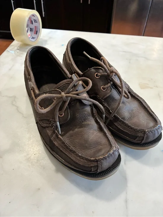 Timberland 71024 Men Brown Moc Toe Leather Boat Slip On Shoes Size 9 M