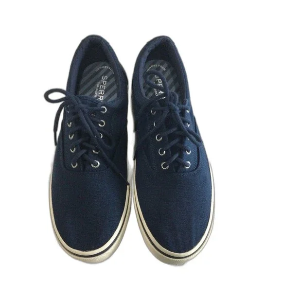 Sperry Top Siders Sneaker Shoes Men’s Size 11.5 Navy Blue Canvas Shoes STS21562