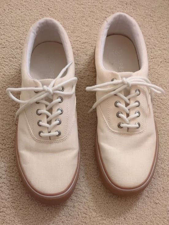 Sperry Cream Canvas Slip-On Sneakers