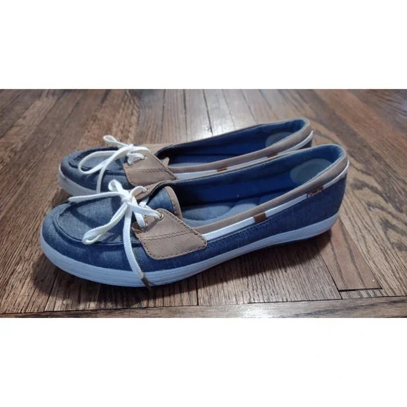 Keds Glimmer Women's Boat Shoes Size 9.5 Denim Blue Chambray Ortholite WF58001