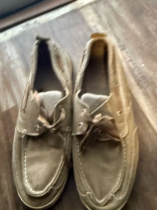 Margaritaville Men's Khaki Brown Boat Shoes, Size 12