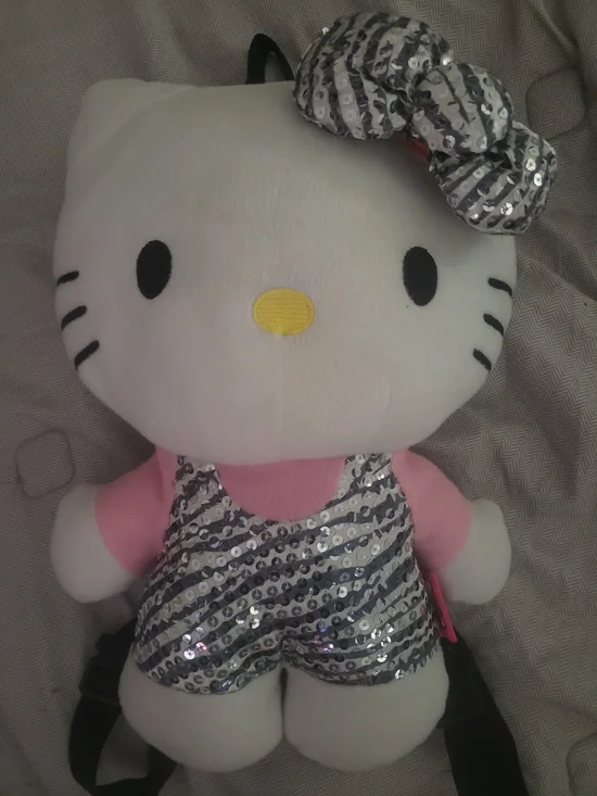 Hello Kitty White Plush Backpack with Sequin Bow