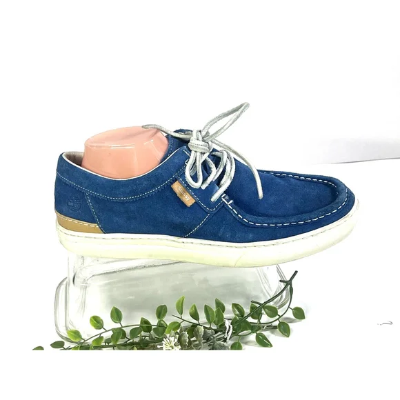 Stussy‎ x Timberland Blue Suede Boat Shoe Mens Size 10.5 US Lace Moc Rare