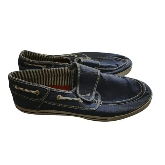 Men's Nautica Blue Canvas Boat Shoes Standard 10.5 with White‎ Accents