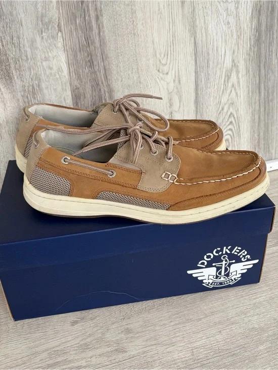 Dockers Beacon Men’s Leather Boat Shoes Brown US 10.5 Nautical Comfort Preppy