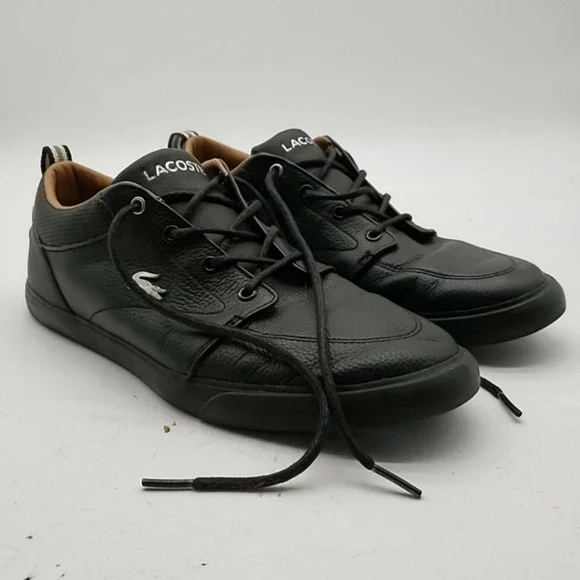 Lacoste Bayliss 119 1 U Shoes Mens Size 10 Black Leather Casual Boat Shoes