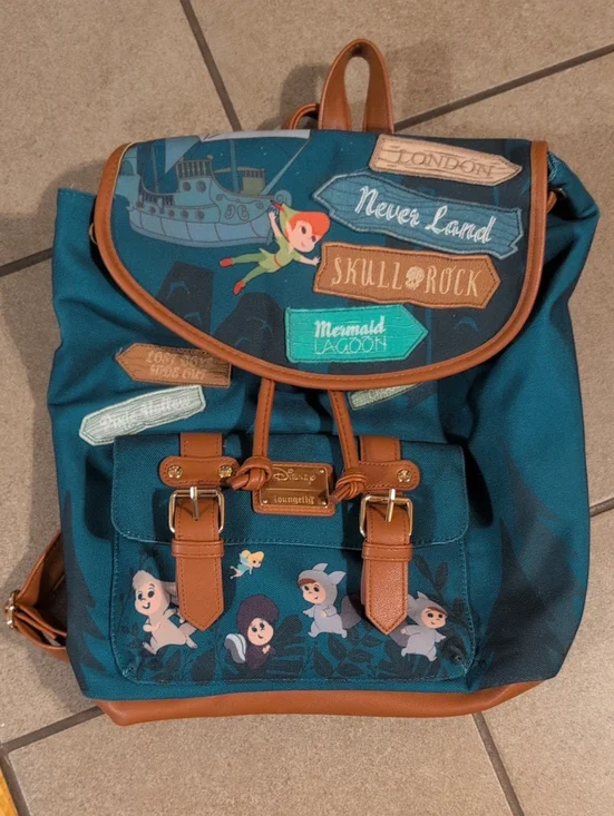 Loungefly Disney Green and Brown Peter Pan Patch Backpack