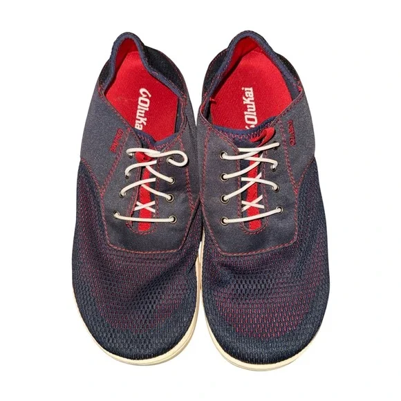 OluKai Nohea Moku Sneakers Mens 8.5 Pre-owned Boat Shoe Blue Mesh Water Friendly