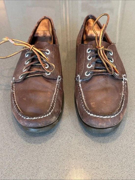 Vintage LL Bean Blucher Moccasins Brown Leather Shoes Size 10