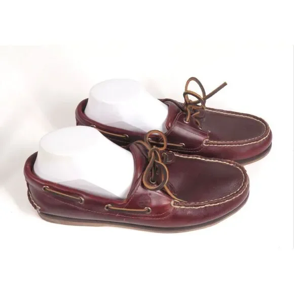 Timberland Brown Leather Boat Shoes Slip On Driving Loafers Men Size 10