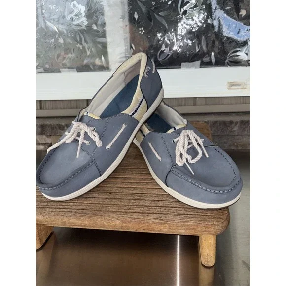 Womens Ryka Size 10 W Chatham Boat Shoes Slip Ons/Lace Bluish Grey Rubber Sole