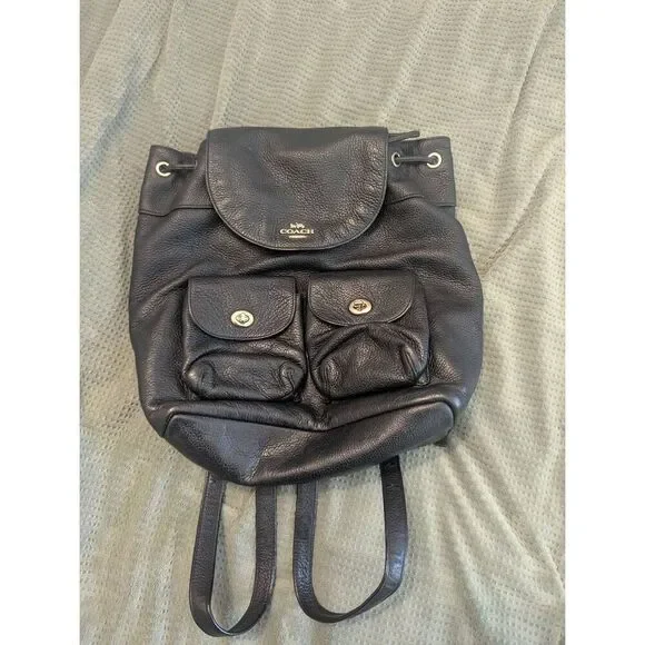 Coach Women’s Leather Backpack Tutnlock Ruksak Black Travel Small