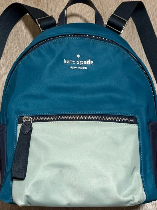 Kate Spade New York Chelsea Backpack Purse Handbag Blue Teal Nylon