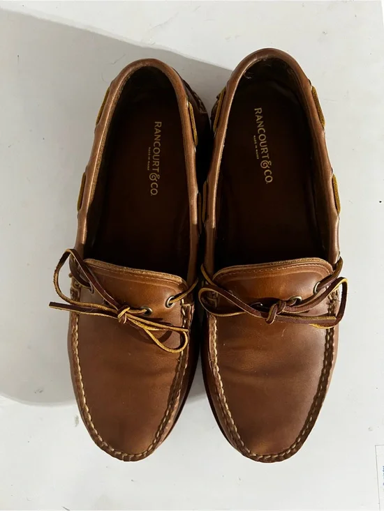 Rancourt Men's Natural Chromexcel Leather Boat Shoes us12 D Made in USA like New