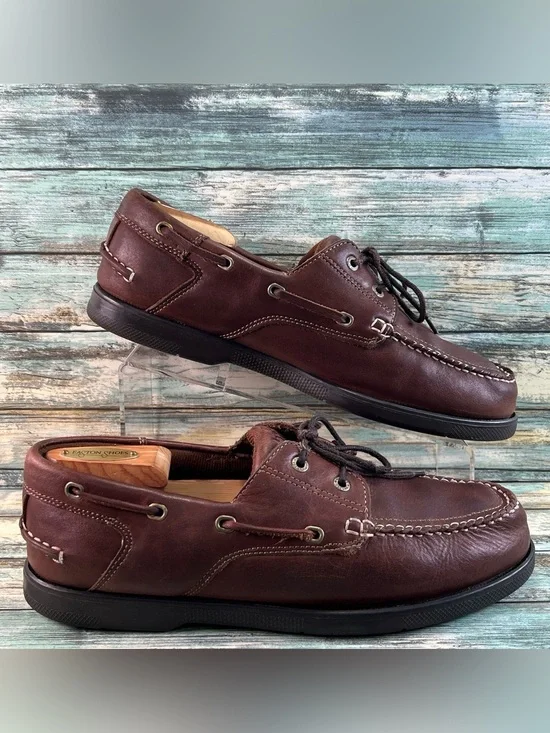 DUXBAK Decked Boat Shoe 10.5 Vintage Moc Toe Loafers Casual Shoes Brown Leather