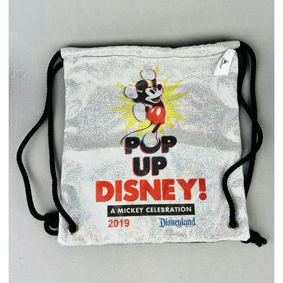 Disneyland 2019 Pop Up Disney Mickey‎ Mouse String Cinch Backpack Bag NEW