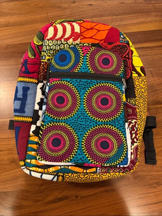 Farm Rio Inspired Vibrant Multicolor Ankara Print Backpack
