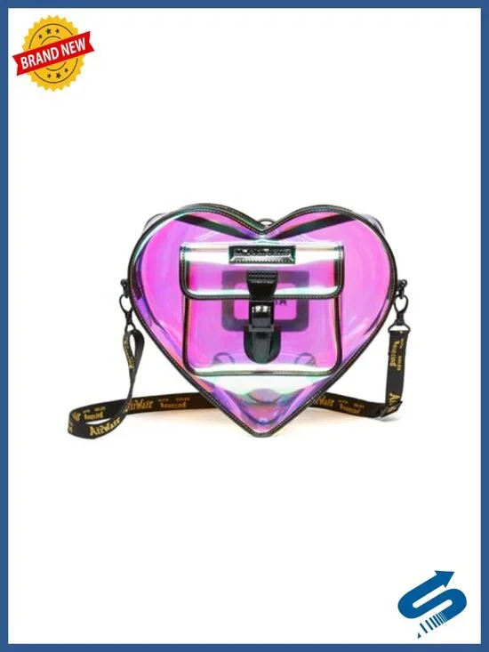 Iridescent PU Transparent Heart Backpack - Detachable Straps