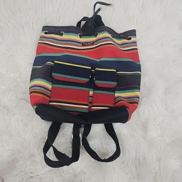 Vintage Kate Spade Striped Bucket Bag Backpack Sling