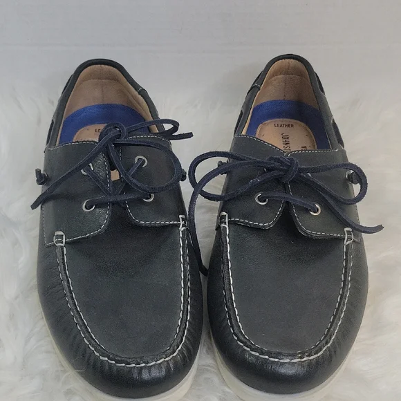 Johnston‎ & Murphy Dark Blue Leather Boat Shoes with Memory Foam Size 10.5 NWOT