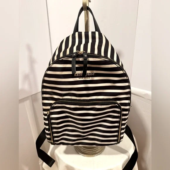 Kate Spade Black and white striped back pack
