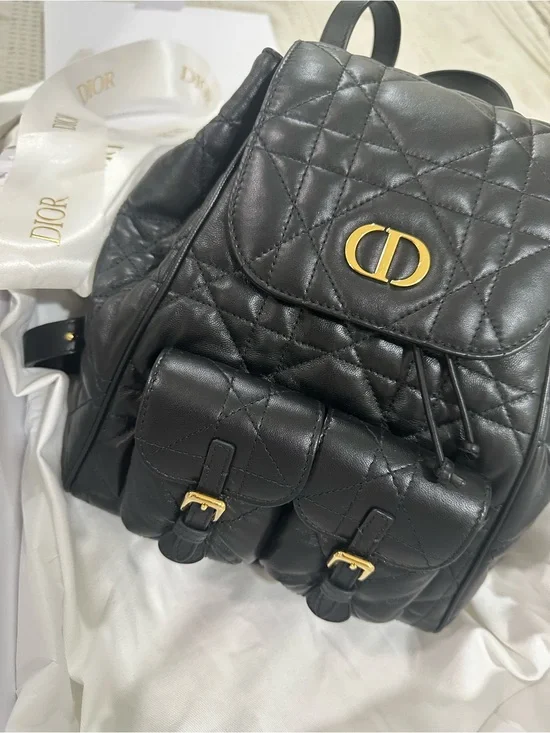 Medium Dior Caro Black Backpack