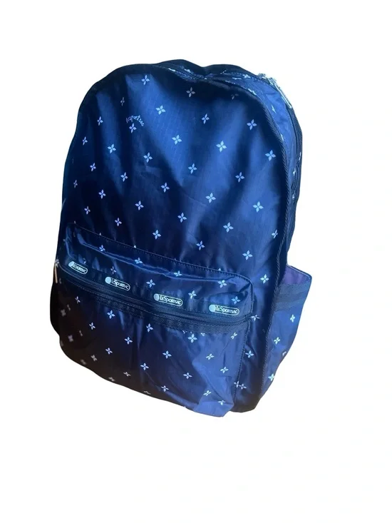 Lesportsac Ditsy Daisy Navy White Backpack Double Compartment Travel School BTS