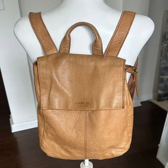 AMERICAN LEATHER CO. Genuine Leather Liberty Backpack Cafe Latte