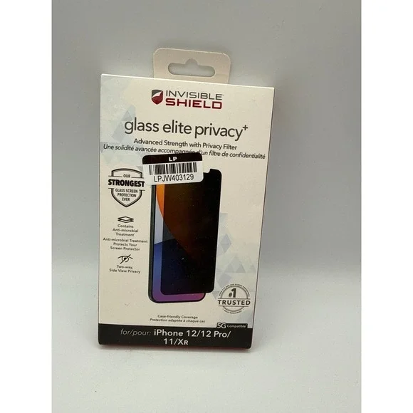 Zagg InvisibleShield Glass Elite Privacy+ iPhone 12/11/XR Black New Privacy