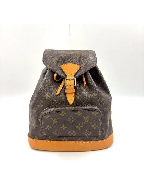 Louis Vuitton Montsouris MM Monogram Leather Brown Light Backpack Gold