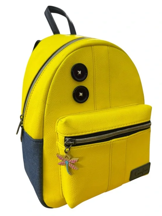 Coraline Yellow Mini Backpack with Button Accent