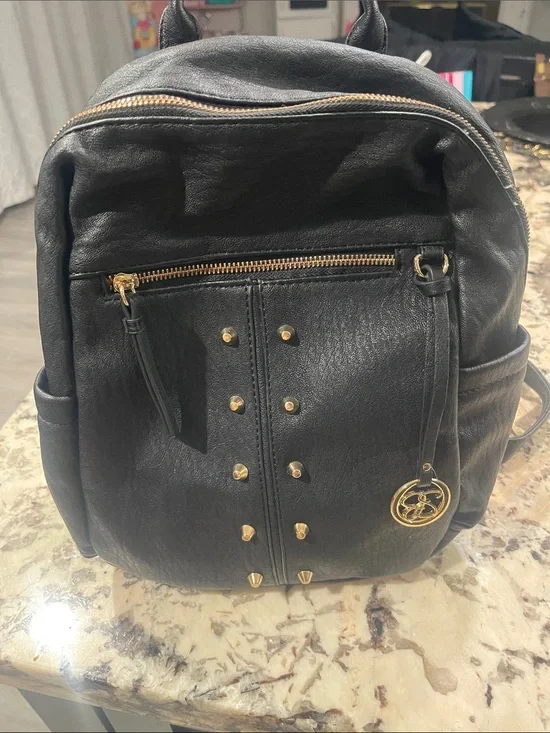 Jessica Simpson Black Mini Backpack with Gold Hardware & a Urban Expression hand