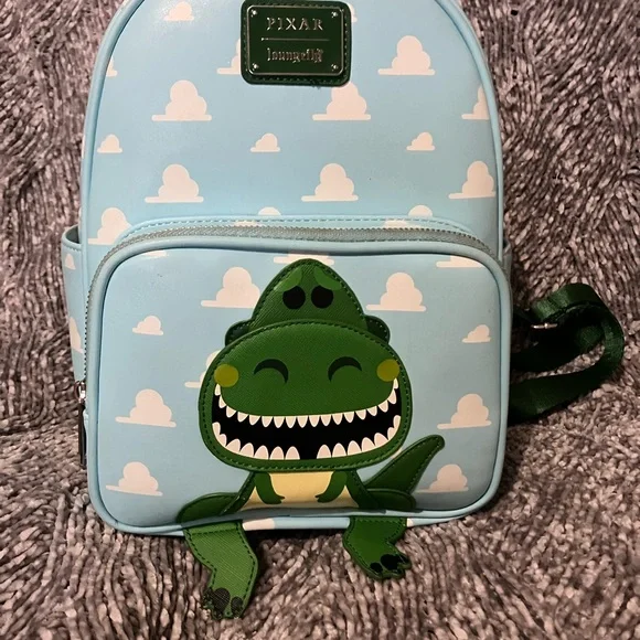 Loungefly Pixar Blue Cloud Rex Appliqué Mini Backpack
