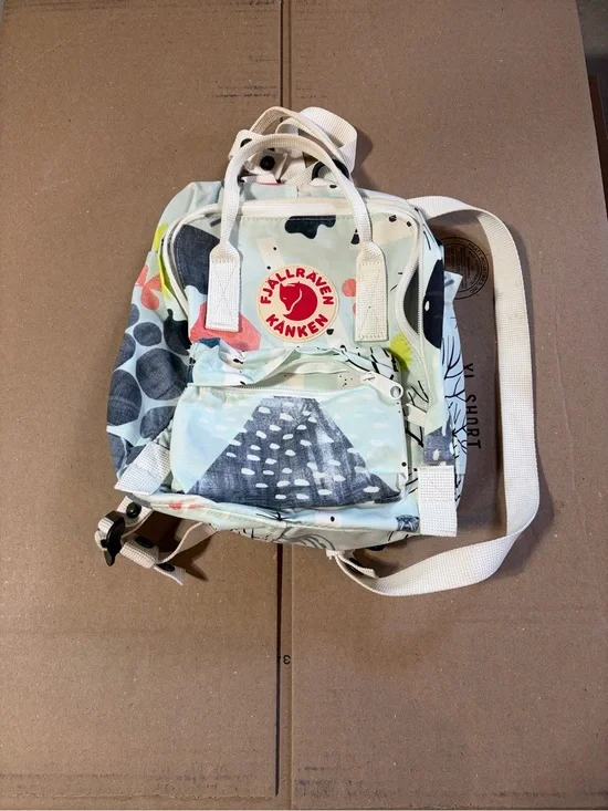Fjallraven Kånken Mini Backpack in Light Mint Floral Print
