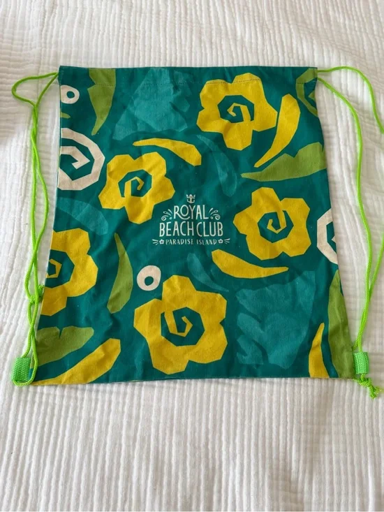 New Royal Beach Club Tropical Drawstring Bag - Teal & Yellow