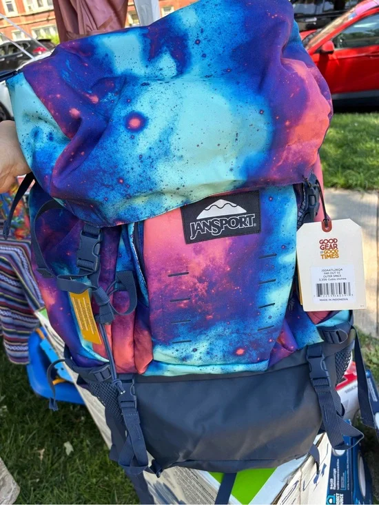 Jansport Galaxy Print Backpack in Blue, Purple, Pink