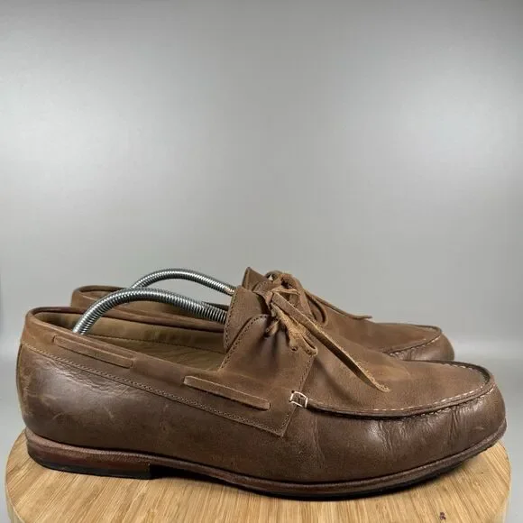 Men's Adelante The Nautico Brown Leather Made-to-Order Boat Shoes‎ Size 12 EE