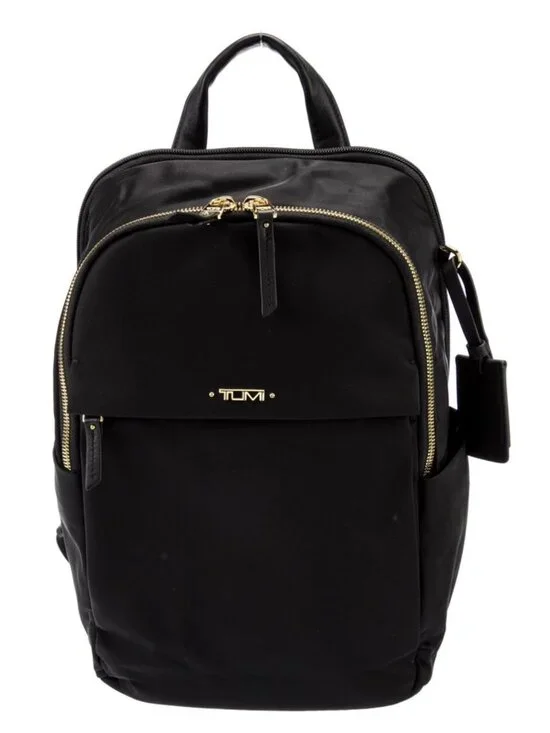 Tumi Black Backpack with Gold Hardware