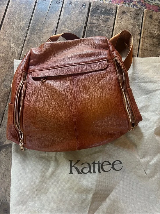 Kattee Brown Leather Backpack - Women’s Casual Daypack