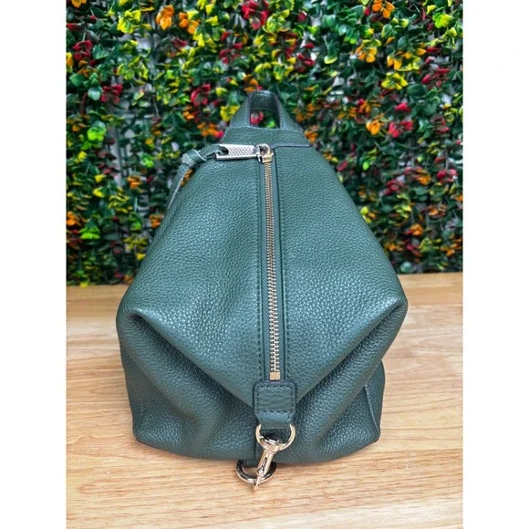 Rebecca Minkoff Julian Backpack Bag Forest Green Pebbled Leather Silver Hardware