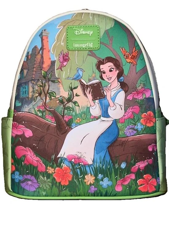 Disney Loungefly Beauty and the Beast Belle Reading Green Mini Backpack